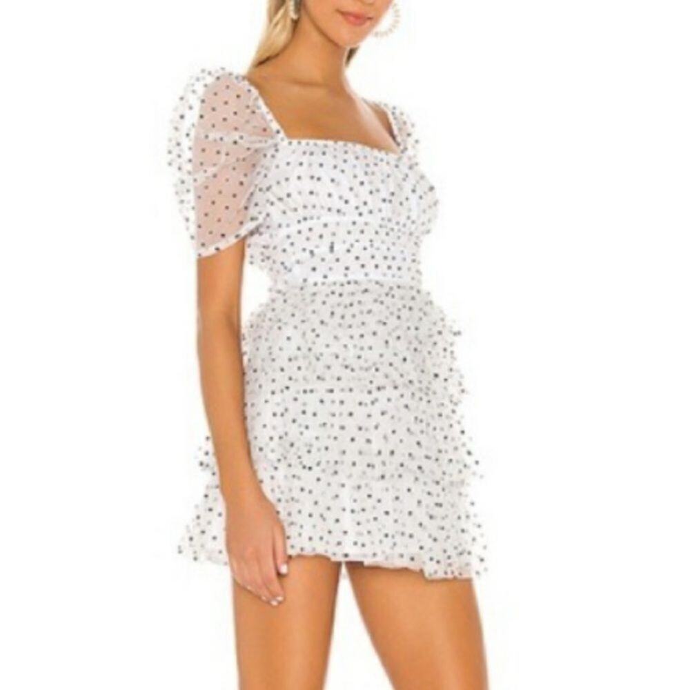 ALICE MCCALL MYSTERIA MINI POLKA DOT COCKTAIL DRESS IN PORCELAIN SZ US4 EU 36